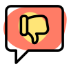 Dislike comment with thumbs down on a speech bubble icon