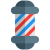 Barber shop with the decorative round lighting icon