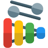 Xylophone with a stick for a melodious sound playback icon