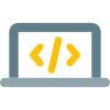 Web and application programming on a laptop system icon