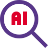 Artificial Intelligence program search online isolated on a white background icon