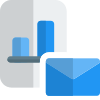 Bar chart send via message with envelope logotype icon