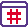 Hashtag widely used and on a web browser icon