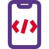 The smartphone with a programming feature for web development icon