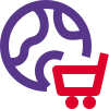 Online shopping with worldwide shipping services icon