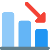 Stock market crisis leads to bar chart down tread icon