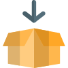 Down direction in open box opening instruction icon