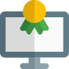 Online gaming award trophy with double ribbon icon