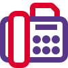 Fax machine printing arrival document in monochrome icon