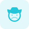 Frowning face expression of a cowboy with a hat icon