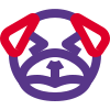 Sad pug dog squint eyes emoticon facial expression icon