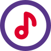 Music application with musical note in a circle icon