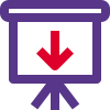 White board with downwards direction arrow layout icon