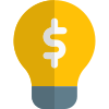 Money idea with a dollar sign on lighting bulb icon