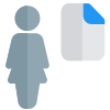 Businesswoman sharing a single file on an online server icon