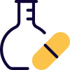 Lab research on experimental drug medicine with flask icon