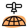 Satellite following the orbit with sender and receiver icon