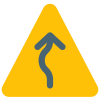 Traffic overtaking on a triangular sign post on a road icon