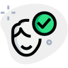 Verified face scan with checkmark logotype layout icon