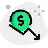 Fluctuating dollar rate in downfall trend performance icon