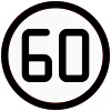 Sixty km per hour speed limit allowed for the lane icon