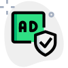 Privacy protected ads with shield badge layout icon