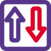 Both way direction traffic incoming and outgoing direction icon