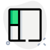 Box with sides sectioned in parts layout icon