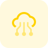 Cloud technology with connected nodes isolated on a white background icon