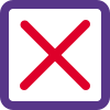 Cross sign in box for decline, isolated in a white background. icon