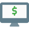 Internet banking and online purchase on desktop computer icon
