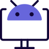 Computer connected Android software isolated on a white background icon