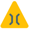 Triangular shape signboard with a narrow bridge lane icon