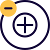 Negative charge on an atom with positively charged in center icon