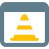 Website with traffic cone for driving training web page icon