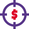 Dollar target sign board with money desire icon