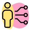 Human integration with multiple nodes isolated on a white background icon