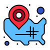 외부 지도 및 위치-미국-플랫아트-아이콘-선형-색상-플랫아트아이콘 icon