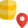 Outstation hosted network data center with location pin point icon