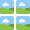 Square image block grids representing collage layout icon