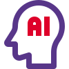 Artificial intelligence with a head Logotype isolated on a white background icon