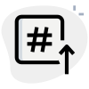 Social media hashtag with up arrow isolated on a white background icon