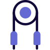 Audio amplification cable with both ways connection icon