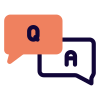 Question and answer session with speech bubble icon