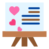 Whiteboard with Hearts icon