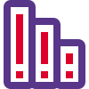 File arranged according to size in shelf office management icon