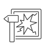 bris de verre externe en cas d'urgence sécurité incendie icônes de contour linéaire papa-vecteur icon