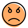 Angry and furious emoticon facial expression layout icon