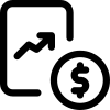 Financial information compared with line graph layout icon