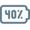 Fourty percent charged logotype isolated on white background icon